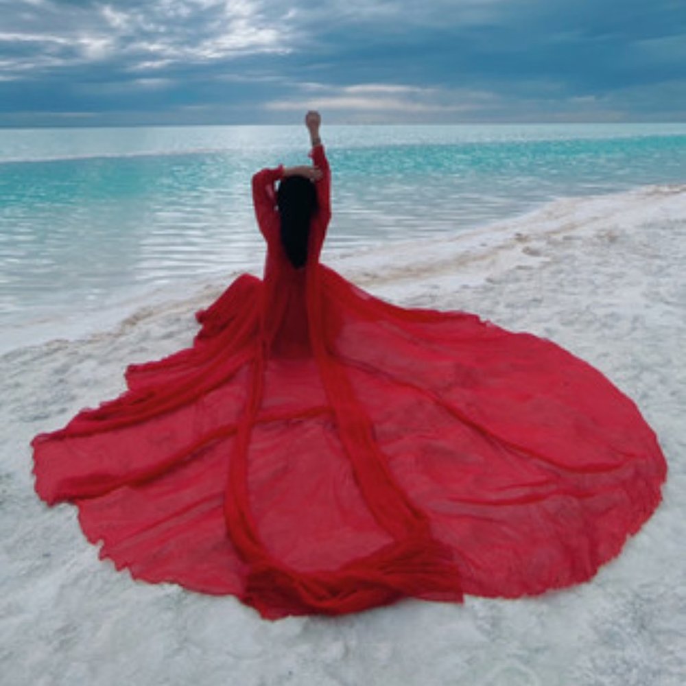 Super fairy seaside holiday dress with big red tai